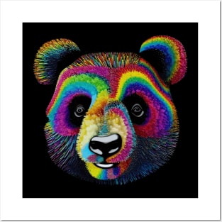 Trippy Colorful Panda Drawing - Psychedelic Art Print Posters and Art